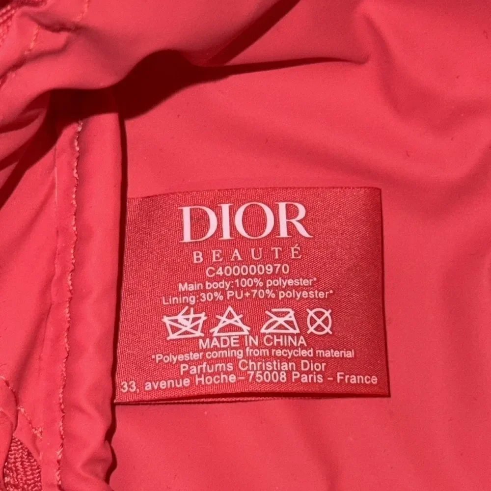 Dior Coral Canvas Cosmetic Vanity Case Travel Jewelry Makeup‎ Organizer